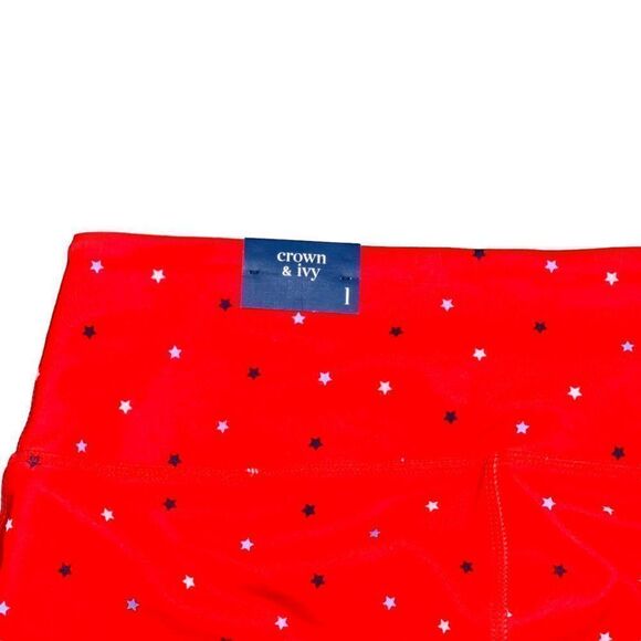 Crown & Ivy Printed Leggings Red Star Women's Large (L)  NWT - Picture 6 of 9